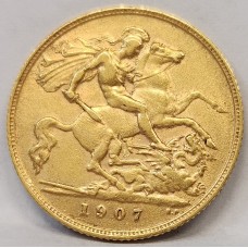 AUSTRALIA 1907 . HALF 1/2 SOVEREIGN . MELBOURNE . GOLD